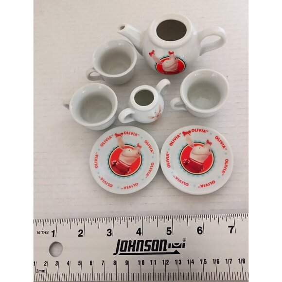Olivia The Pig Porcelain Children Tea Set 2010 Ian Falconer Schylling Ceramic - Picture 4 of 7
